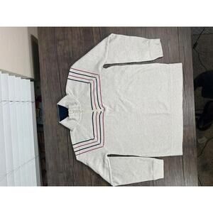 Old Navy Men’s XL Light Gray Quarter-Zip Sweatshirt Striped Detail Size 14